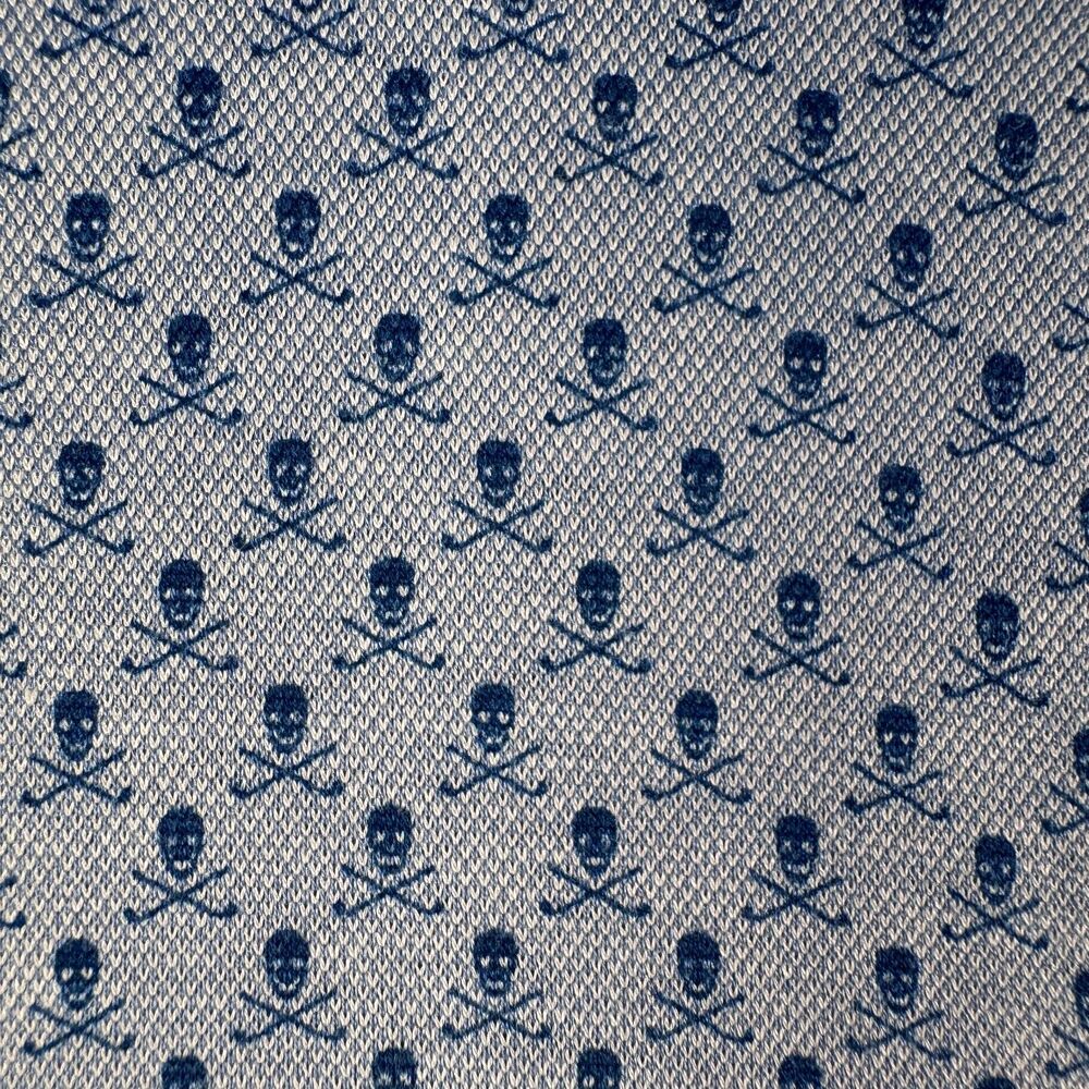 Peter Millar Shirt Mens Size XL Blue Long Sleeve Skulls Golf Clubs Pocket